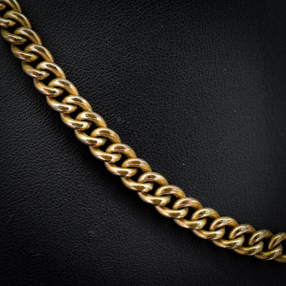 Antique Rolled Gold Curb Chain with T-Bar and Double Dog Clips - 15.5"