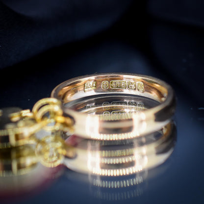 Antique Heart Padlock Drop 9ct Gold Band Ring | Birmingham 1922