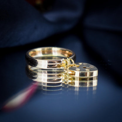 Antique Heart Padlock Drop 9ct Gold Band Ring | Birmingham 1922