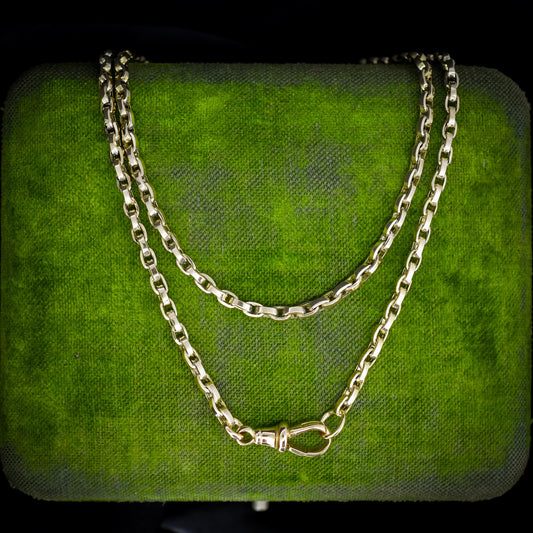 Antique Victorian 9ct Gold Oval Link Chain Necklace with Dog Clip | 20"
