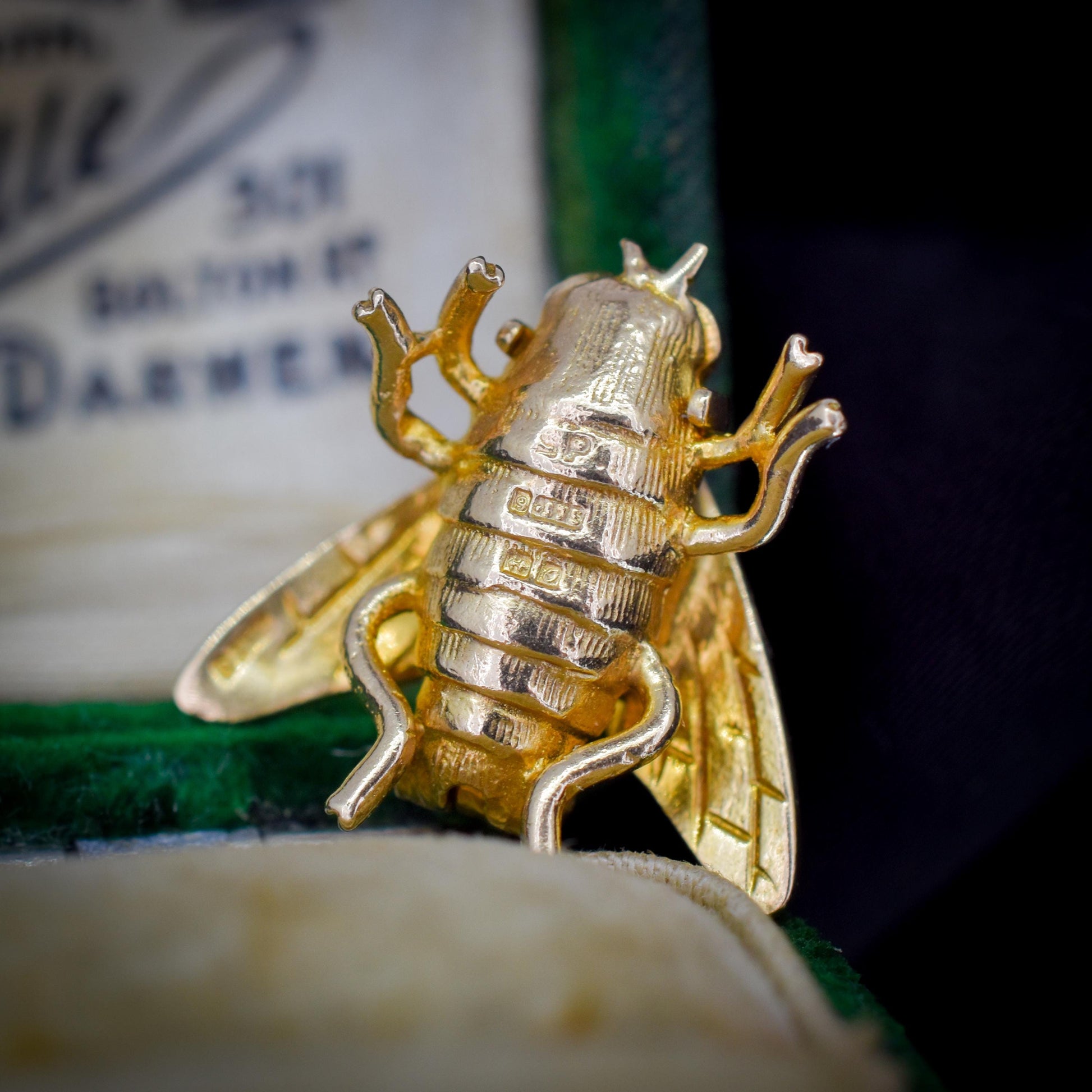 Vintage 9ct Gold Opening Fly Bee Insect Charm Pendant | Dated 1963