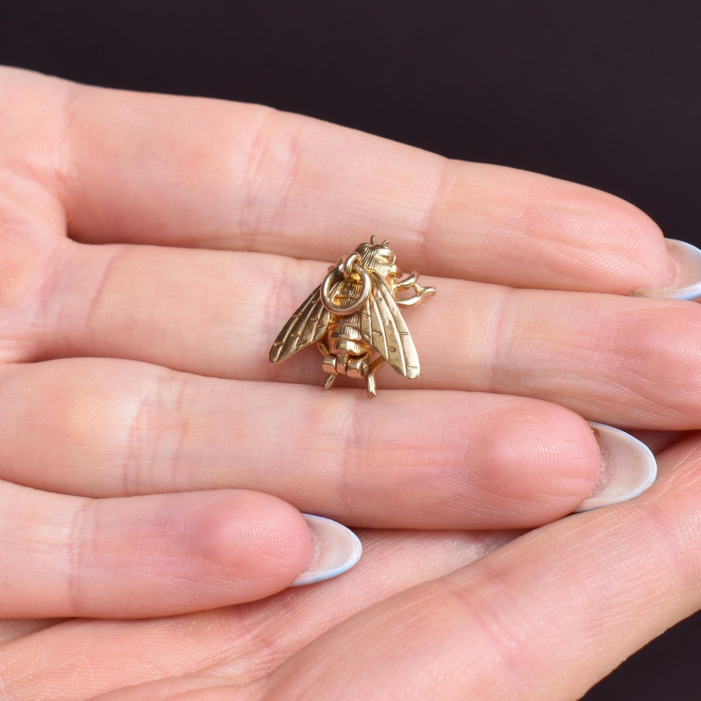 Vintage 9ct Gold Opening Fly Bee Insect Charm Pendant | Dated 1963