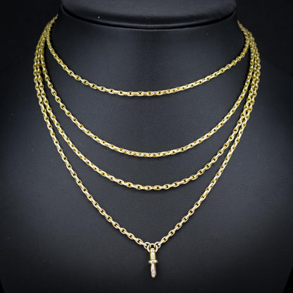 Antique 9ct Gold Faceted Guard Chain Necklace | 56" Length with Dog Clip