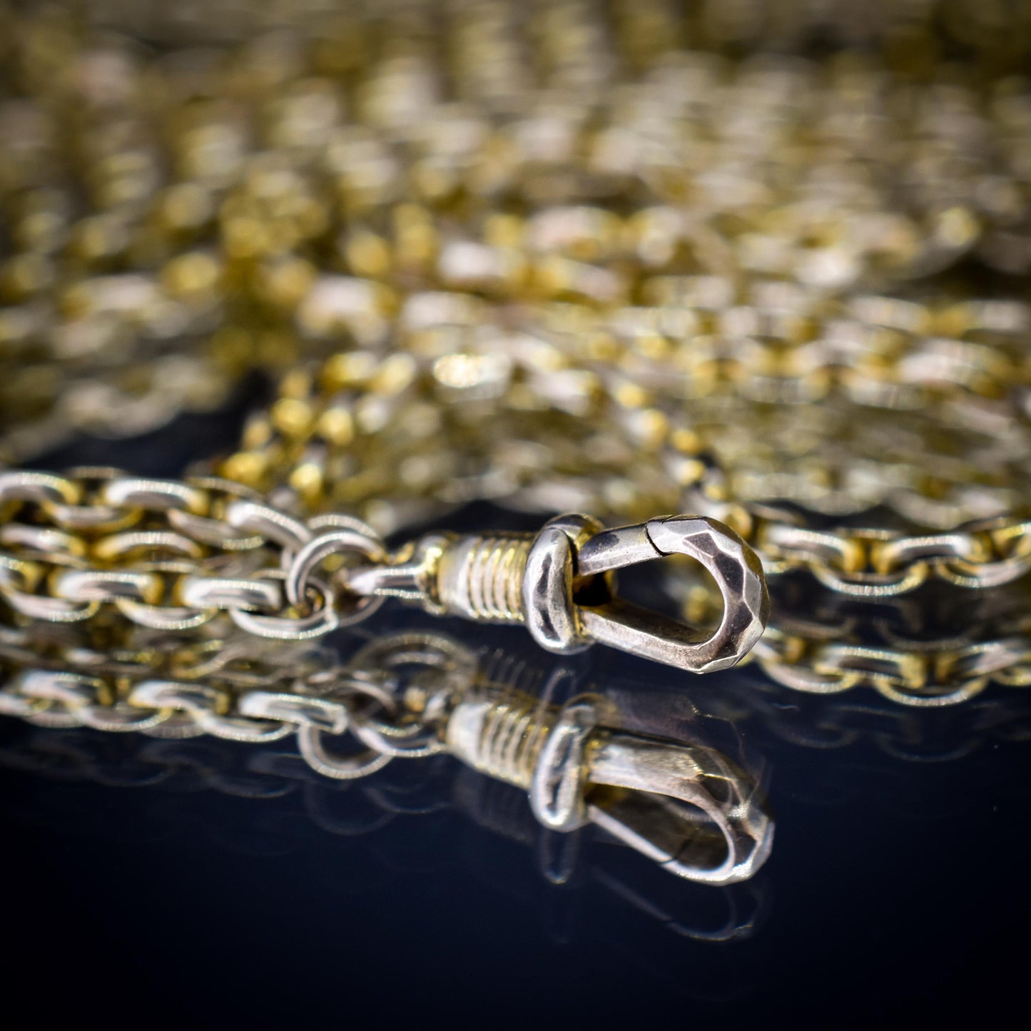 Antique 9ct Gold Faceted Guard Chain Necklace | 56" Length with Dog Clip