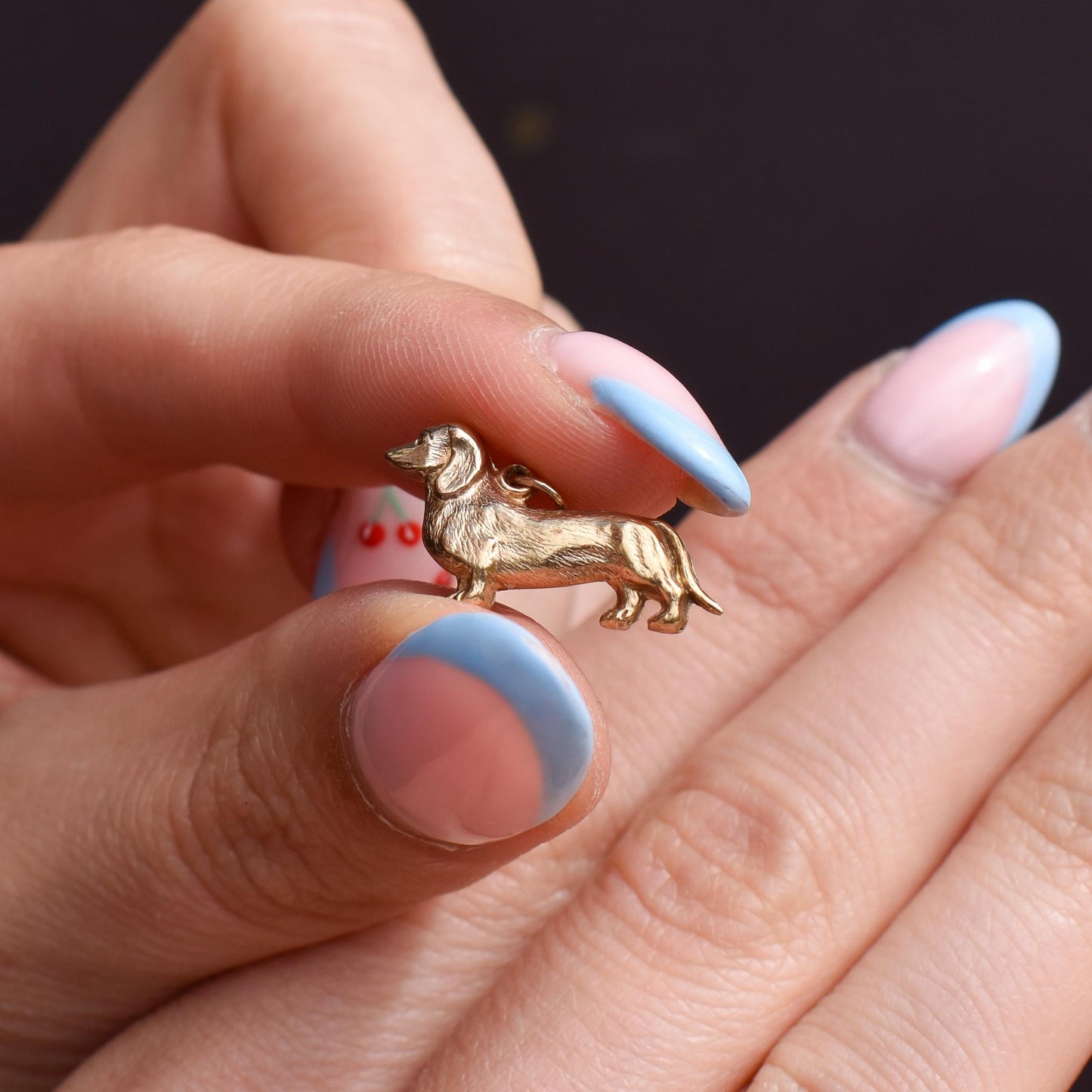 Antique 9ct Gold Dachshund Dog Charm Pendant