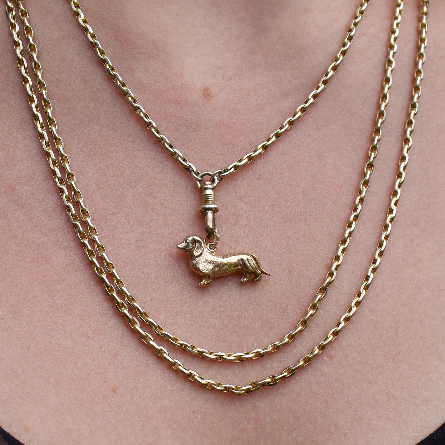 Antique 9ct Gold Dachshund Dog Charm Pendant