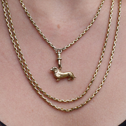 Antique 9ct Gold Dachshund Dog Charm Pendant