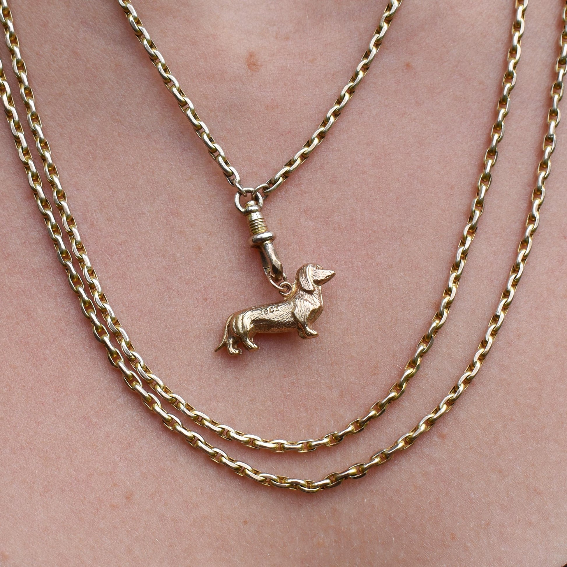 Antique 9ct Gold Dachshund Dog Charm Pendant