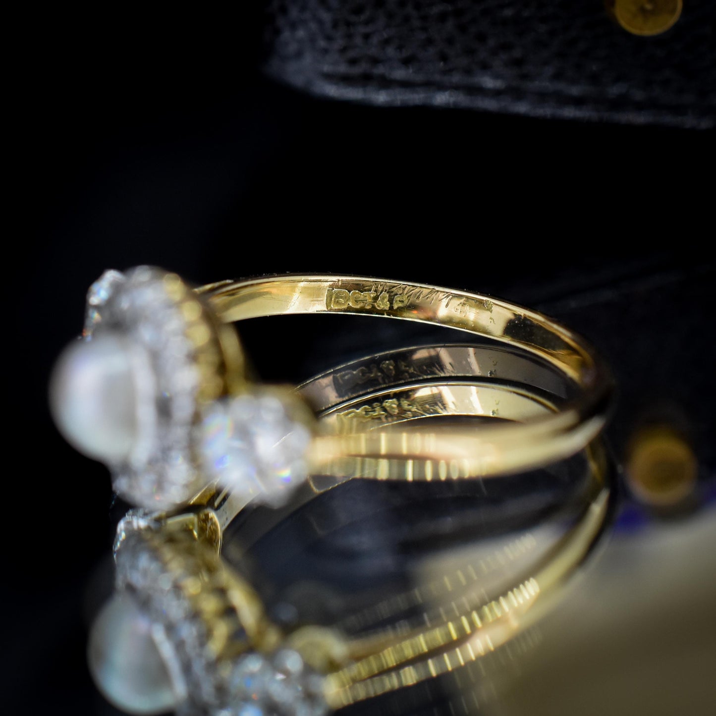 Antique Edwardian Diamond and Pearl Cluster 18ct Yellow Gold Ring