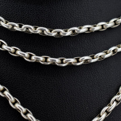 Antique Silver Long Guard Chain Necklace with Dog Clip | 52" Length