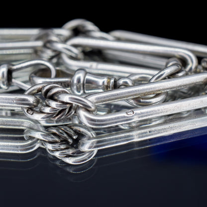 Antique '1902' Sterling Silver Trombone Love Knot Watch Chain | 13"