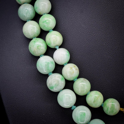 Antique Jade Beaded Strand Necklace with Figa Hand Clasp | 35"