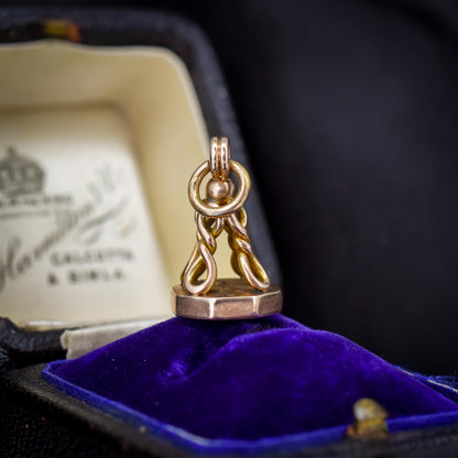 Antique Fancy Infinity 9ct Gold Plain Fob Seal Pendant