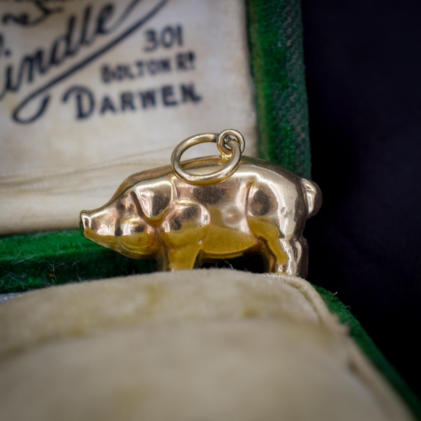 Vintage 9ct Gold Lucky Pig Charm Pendant | London 1974