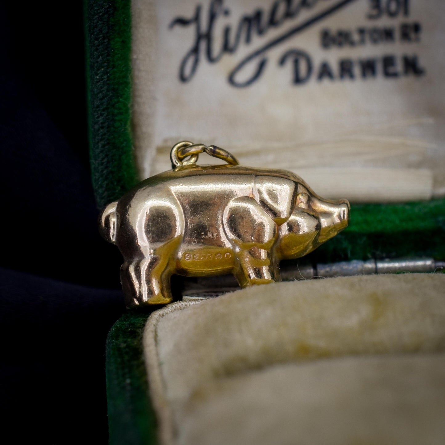 Vintage 9ct Gold Lucky Pig Charm Pendant | London 1974
