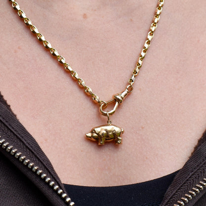 Vintage 9ct Gold Lucky Pig Charm Pendant | London 1974