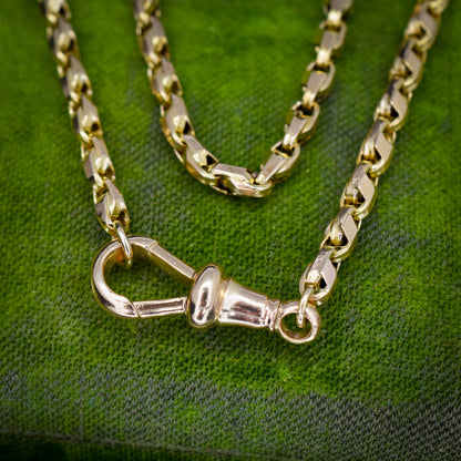 Antique 9ct Gold Tulip Link Fancy Chain Necklace with Dog Clip | 19"