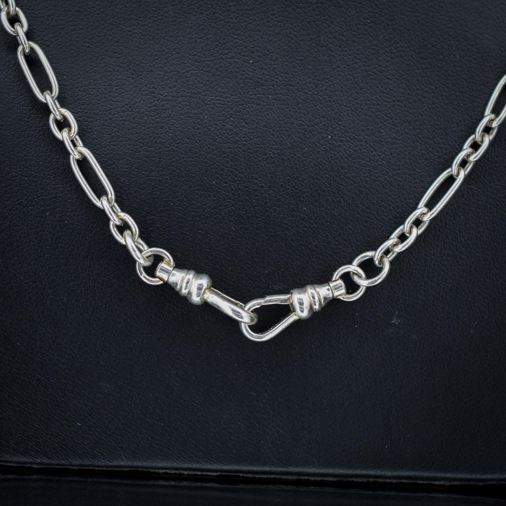 Vintage Sterling Silver Paper Link Trombone Dog Clip Chain Necklace | 20.5"
