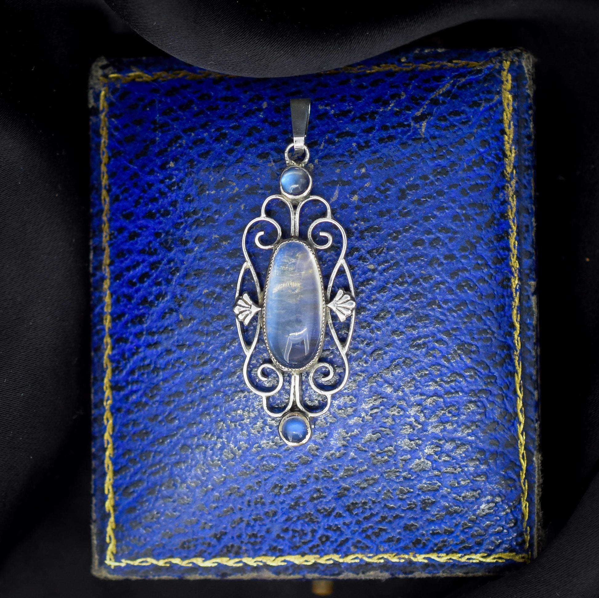 Antique Moonstone Sterling Silver Drop Pendant