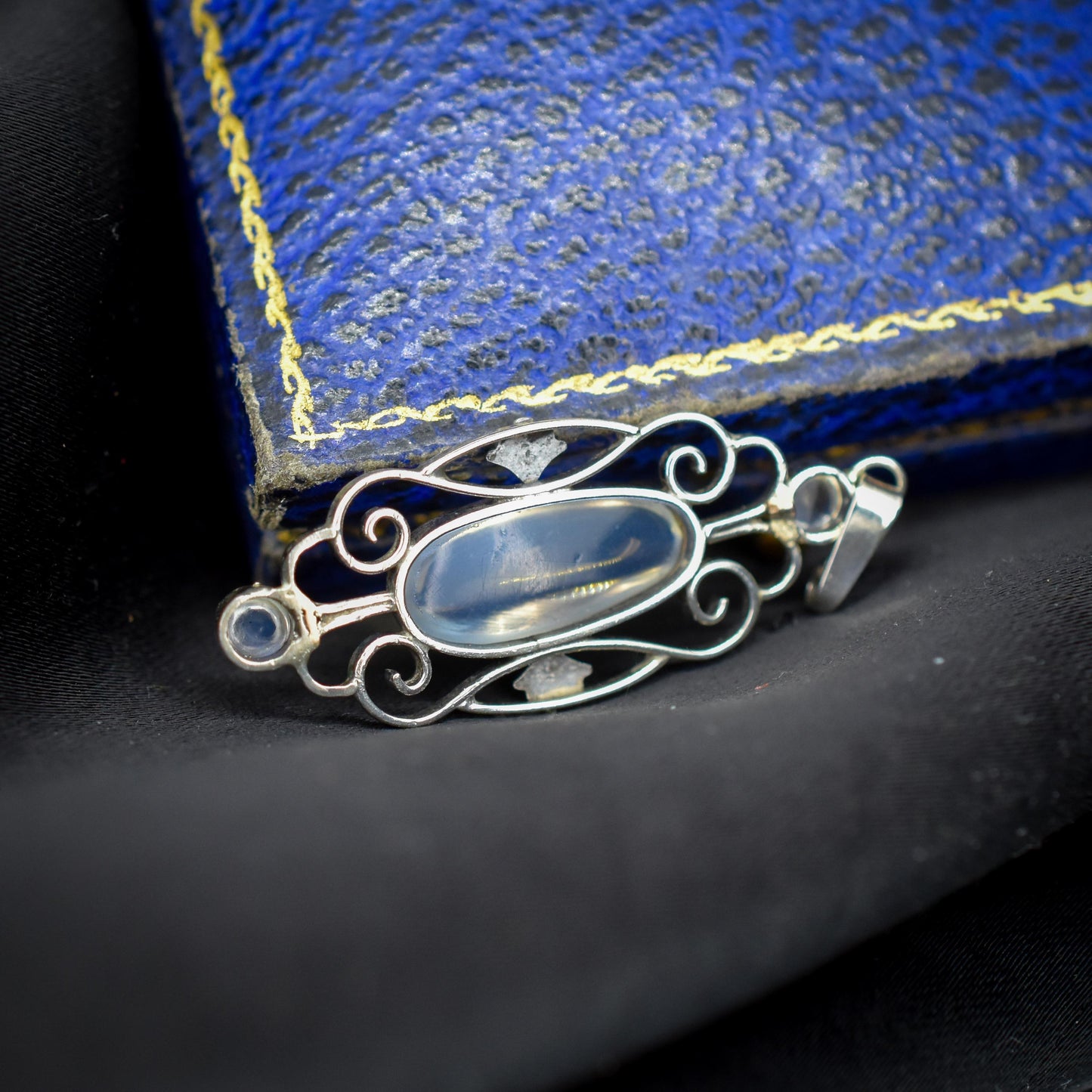 Antique Moonstone Sterling Silver Drop Pendant