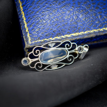 Antique Moonstone Sterling Silver Drop Pendant
