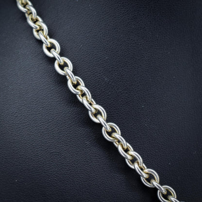 Vintage Sterling Silver Oval Cable Link Watch Chain Necklace with T-Bar and Dog Clips – 16.5"