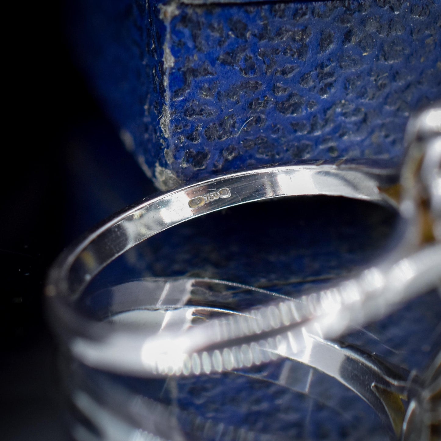 Blue Sapphire and Diamond Oval Cluster Halo 18ct White Gold Ring