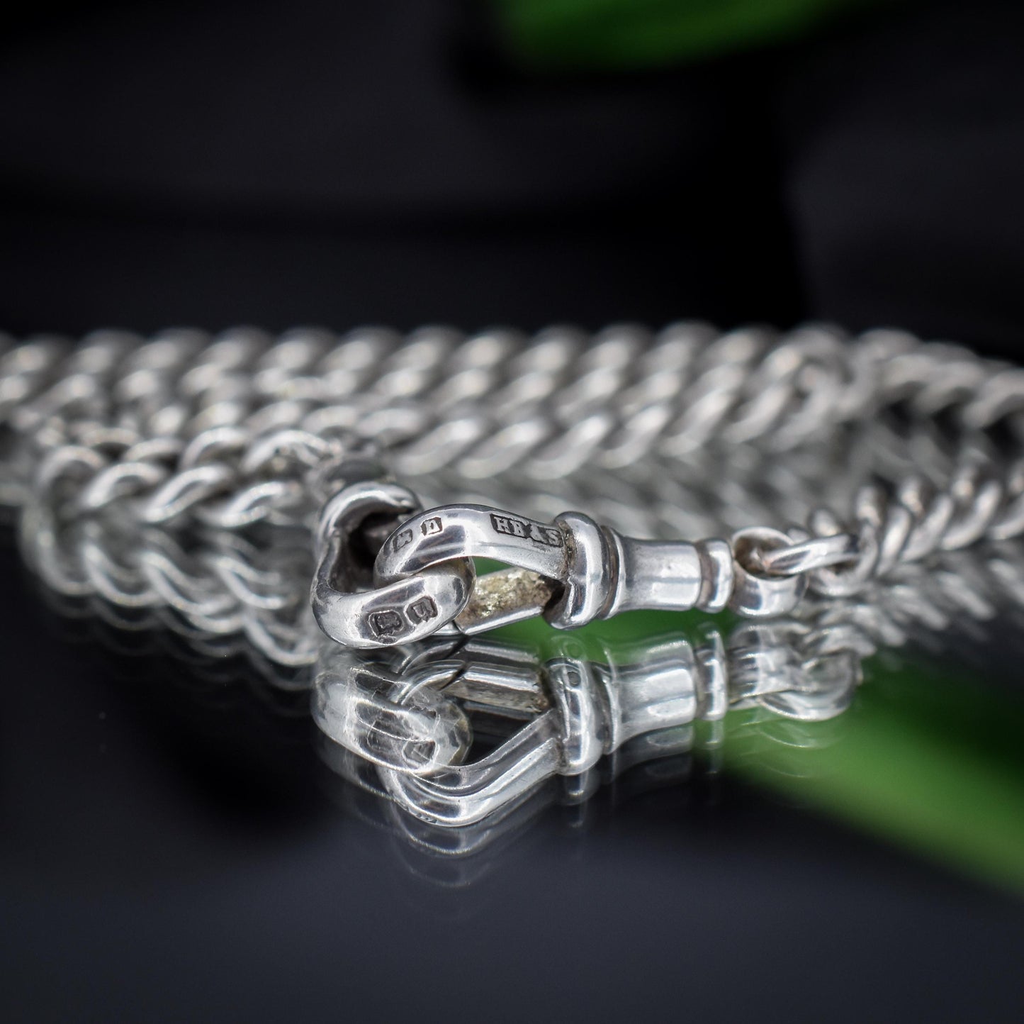 Antique '1919' Sterling Silver Uniform Curb Link Albert Watch Chain Necklace – 15.25"
