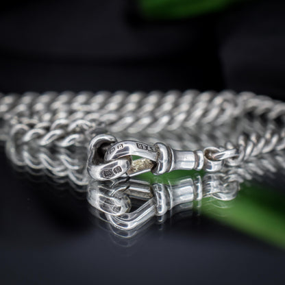 Antique '1919' Sterling Silver Uniform Curb Link Albert Watch Chain Necklace – 15.25"