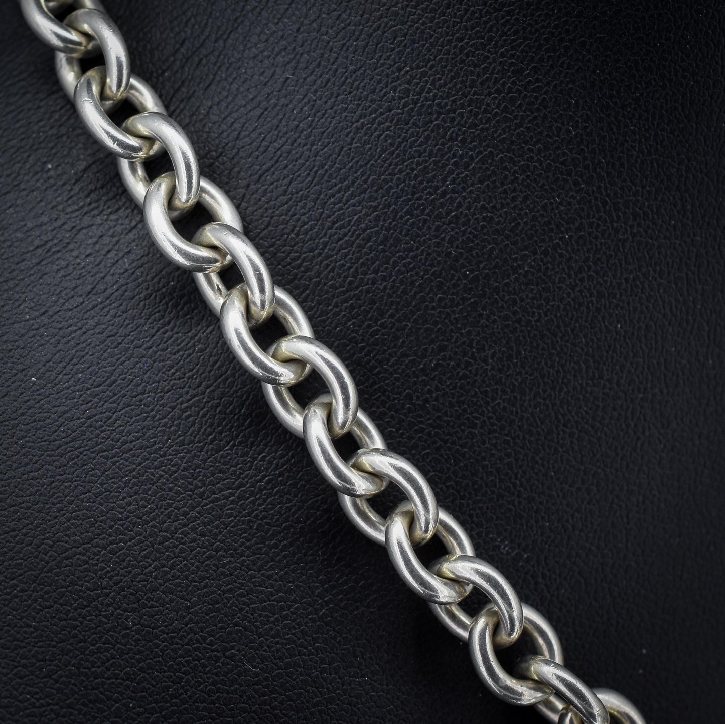Vintage Sterling Silver Cable Link Watch Chain Necklace with T-Bar and Dog Clips – 15.5"
