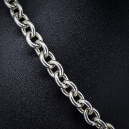 Vintage Sterling Silver Cable Link Watch Chain Necklace with T-Bar and Dog Clips – 15.5"