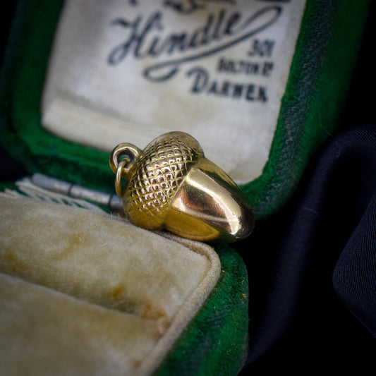 Vintage 9ct Gold Acorn Charm Pendant | Dated 1973