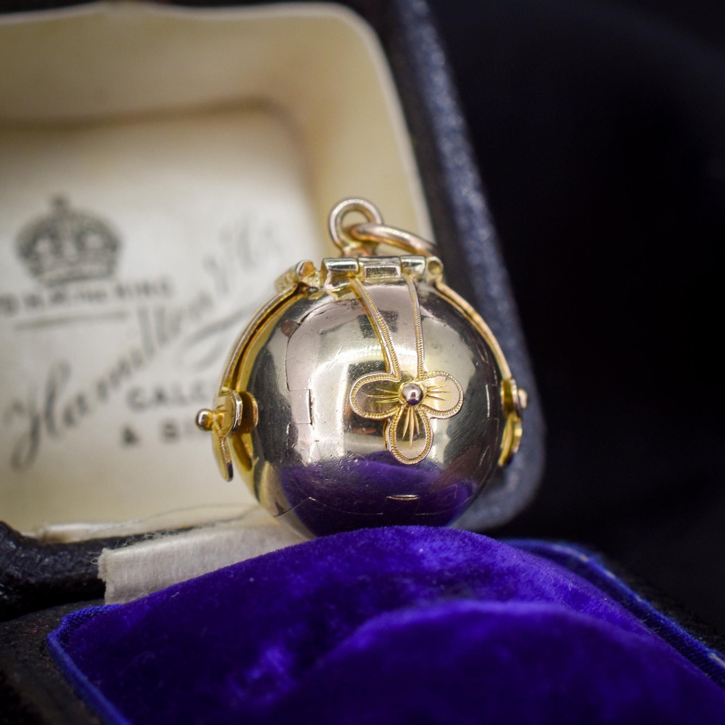 Vintage 9ct Gold and Silver Masonic Ball Charm Pendant