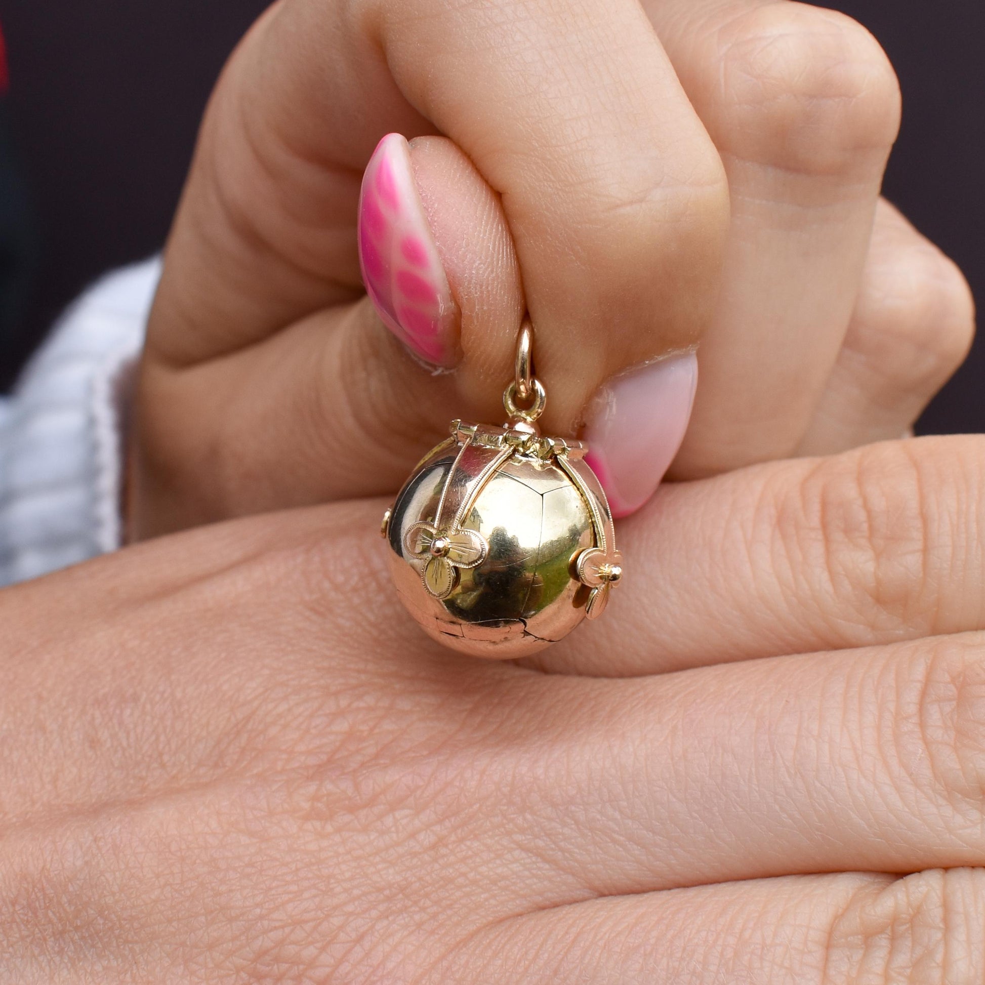Vintage 9ct Gold and Silver Masonic Ball Charm Pendant