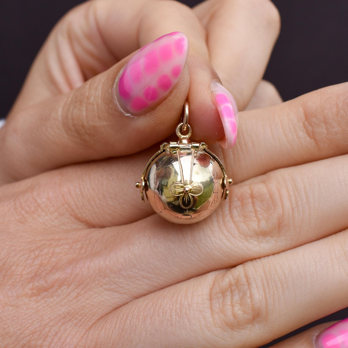 Vintage 9ct Gold and Silver Masonic Ball Charm Pendant