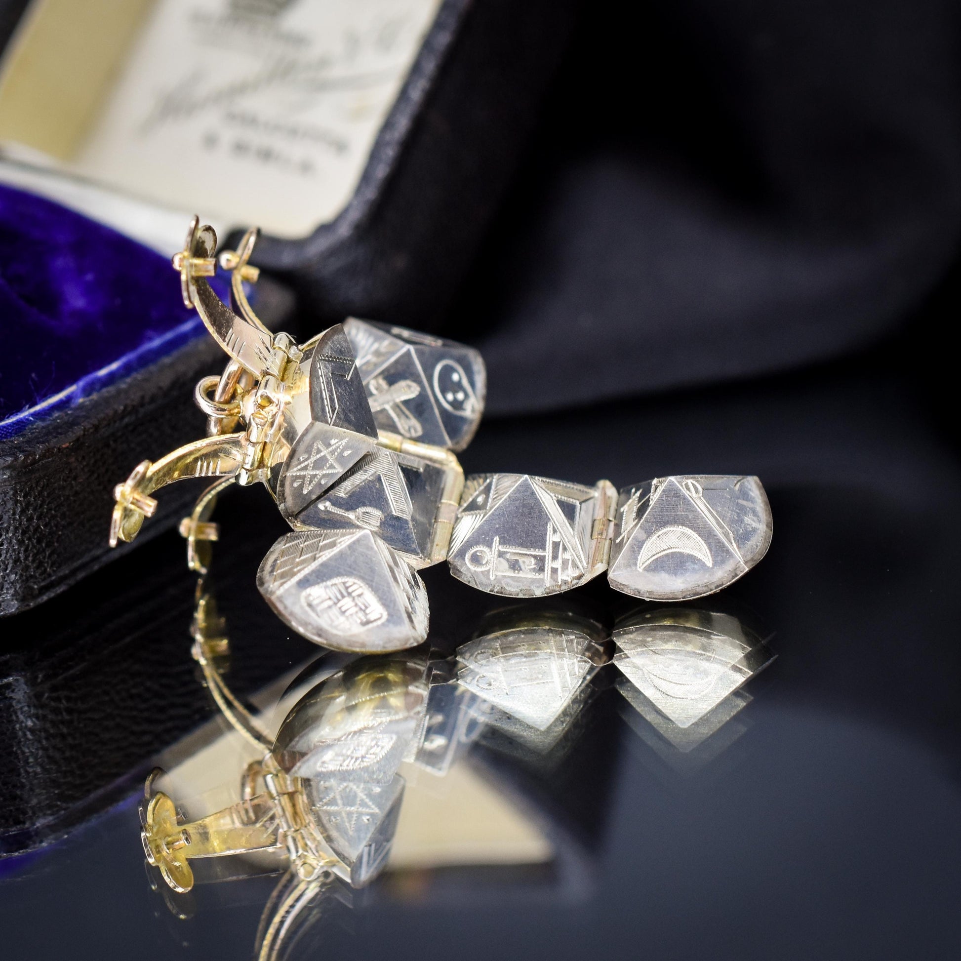 Vintage 9ct Gold and Silver Masonic Ball Charm Pendant