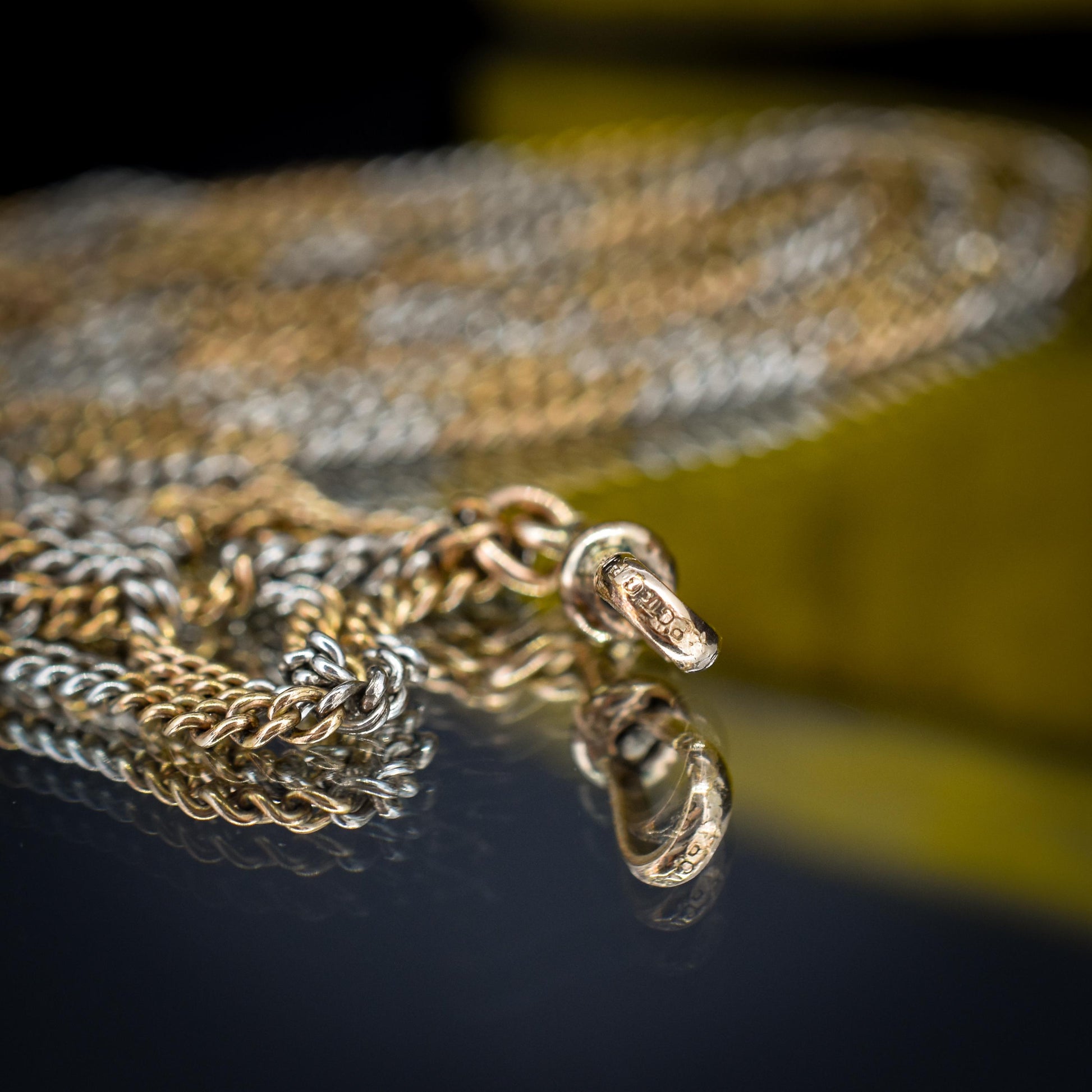Antique Multi Tone Curb Long Guard Chain Necklace with Dog Clip | 62" length