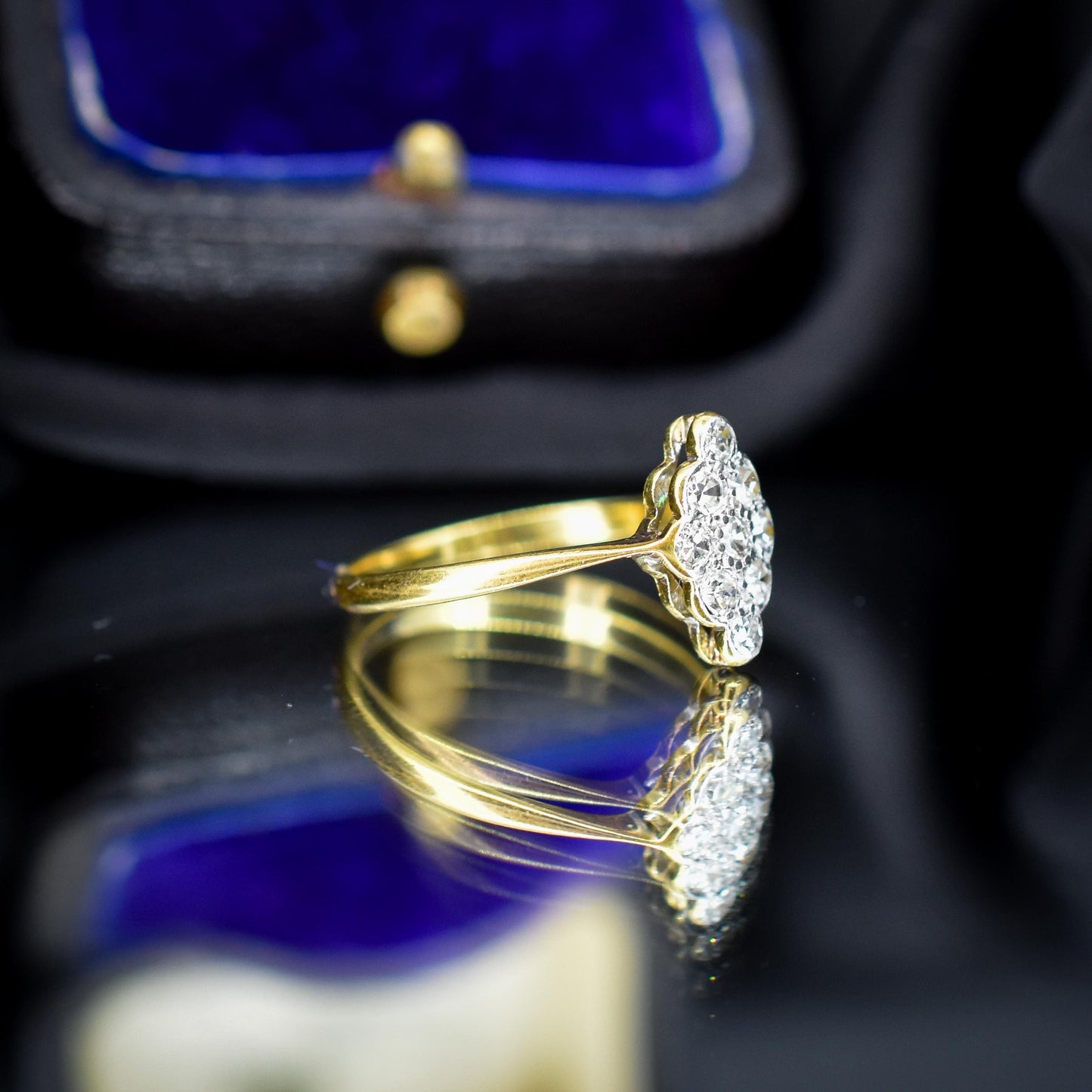 Antique Diamond Navette 18ct Gold and Platinum Ring