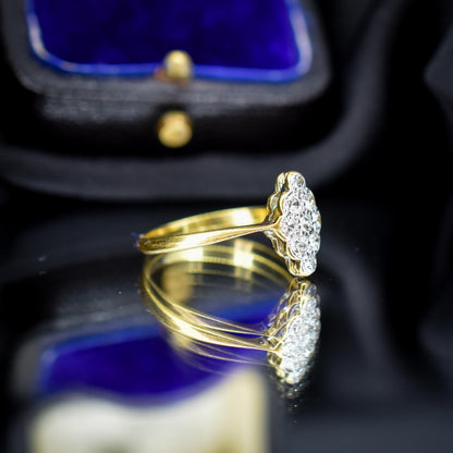 Antique Diamond Navette 18ct Gold and Platinum Ring