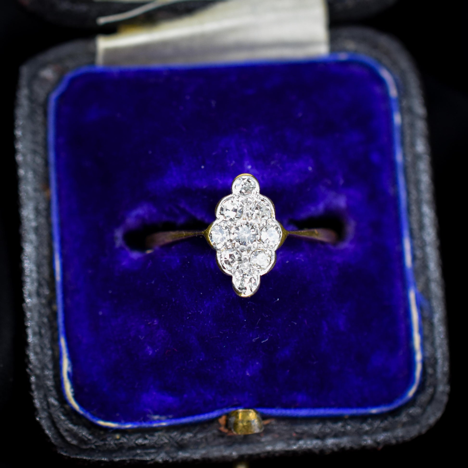 Antique Diamond Navette 18ct Gold and Platinum Ring