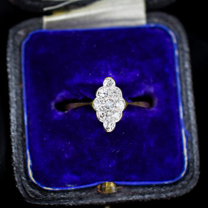 Antique Diamond Navette 18ct Gold and Platinum Ring