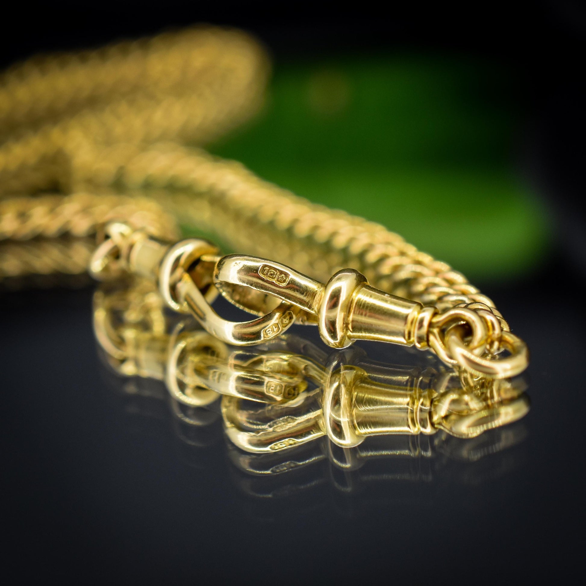 Antique 18ct Yellow Gold Curb Link Albert Watch Chain Necklace | 16"