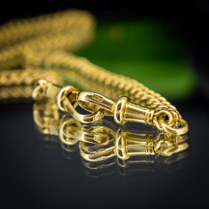 Antique 18ct Yellow Gold Curb Link Albert Watch Chain Necklace | 16"