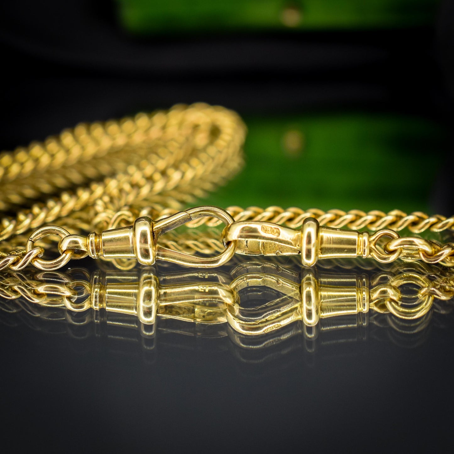 Antique 18ct Yellow Gold Curb Link Albert Watch Chain Necklace | 16"