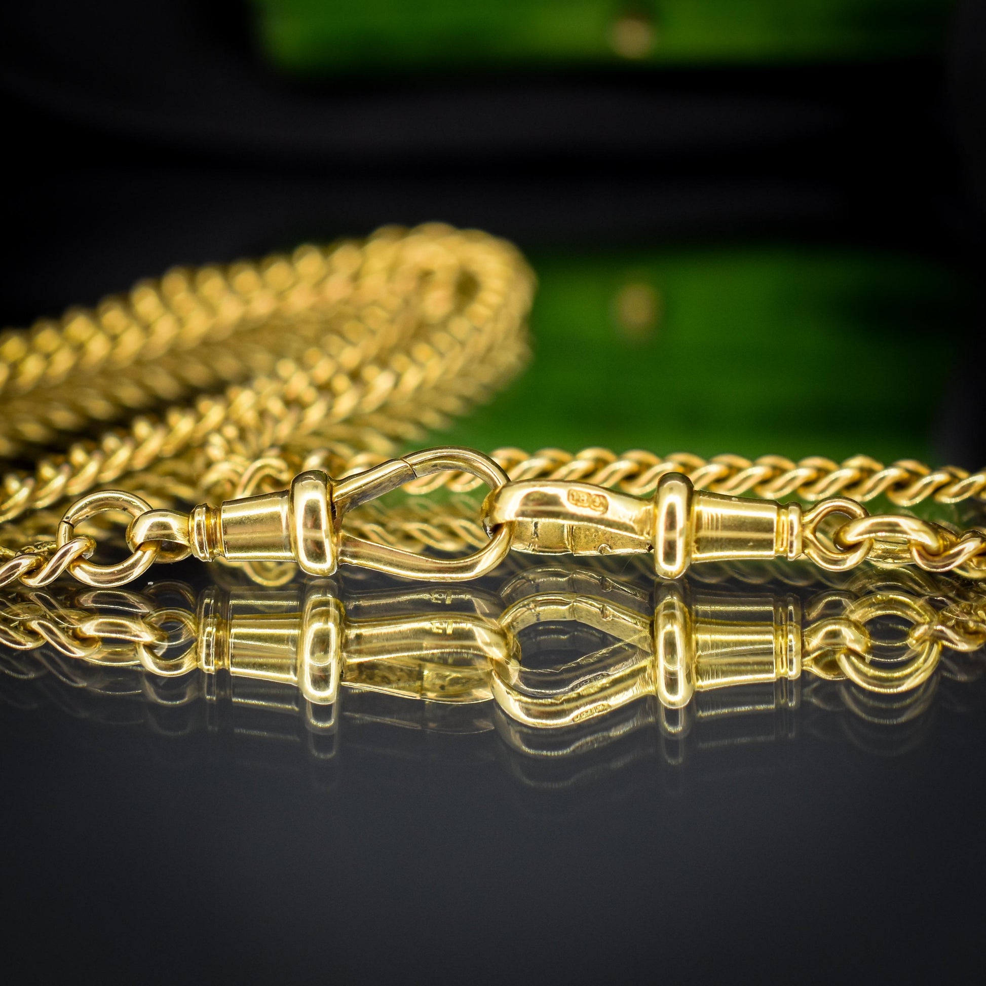 Antique 18ct Yellow Gold Curb Link Albert Watch Chain Necklace | 16"