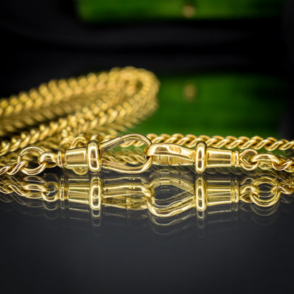 Antique 18ct Yellow Gold Curb Link Albert Watch Chain Necklace | 16"