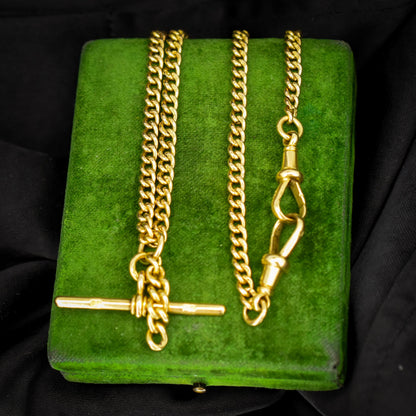 Antique 18ct Yellow Gold Curb Link Albert Watch Chain Necklace | 16"