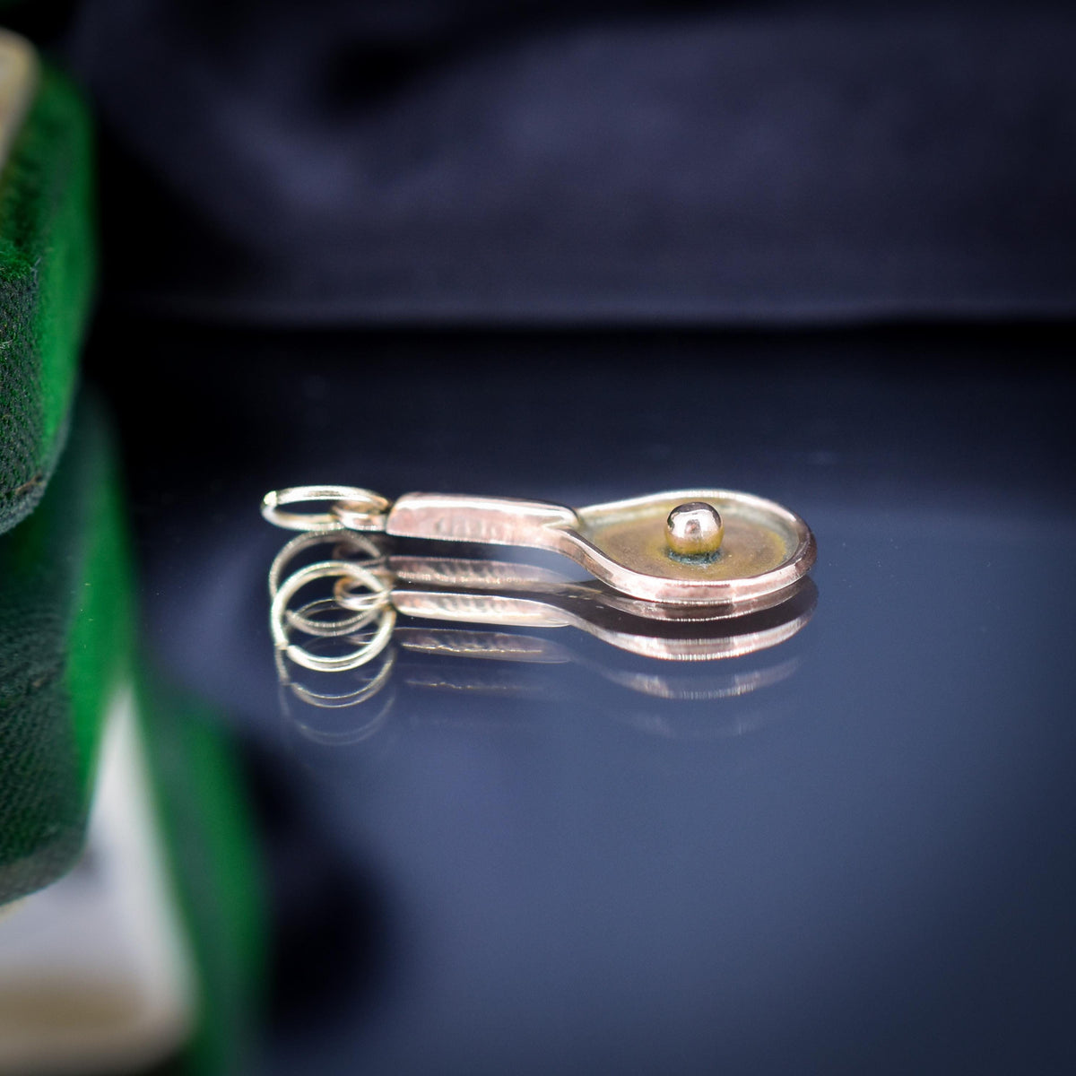 Antique Tennis Racket 9ct Rose Gold Charm Pendant | Dated 1901