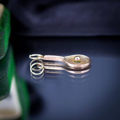 Antique Tennis Racket 9ct Rose Gold Charm Pendant | Dated 1901