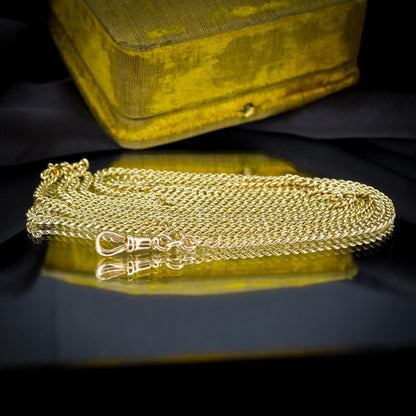 Antique '1904' 9ct Solid Gold Curb Link Guard Chain Necklace with Dog Clip | 58"
